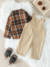 Spring Autumn Baby Boys Long Sleeve Plaid Shirt Children's Clothing +Jumpsuit Overalls Romper 2Pieces Leisure Suit For 1-3Y